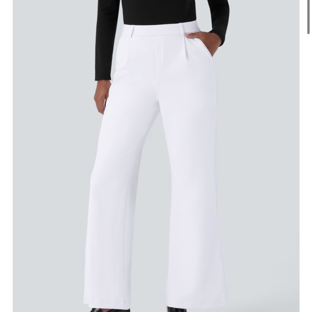 HALARA White Wide-Leg Pull-On Pants